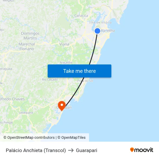 Palácio Anchieta (Transcol) to Guarapari map