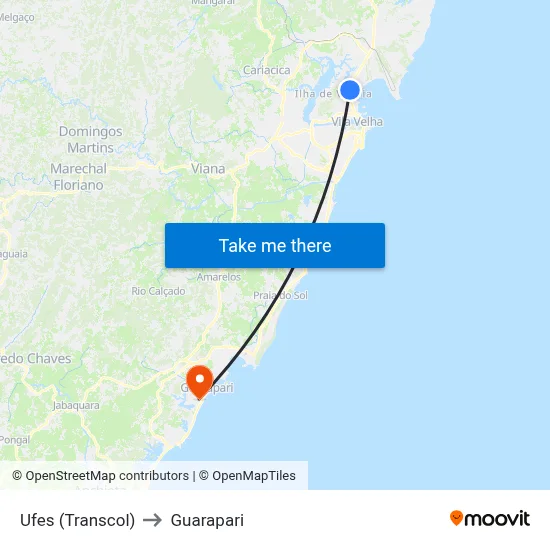 Ufes (Transcol) to Guarapari map