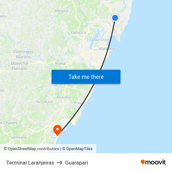 Terminal Laranjeiras to Guarapari map