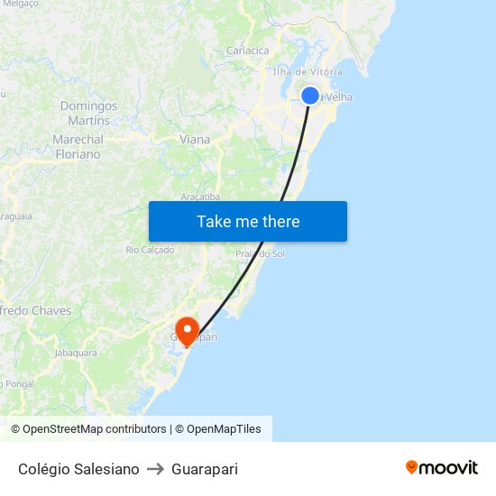 Colégio Salesiano to Guarapari map