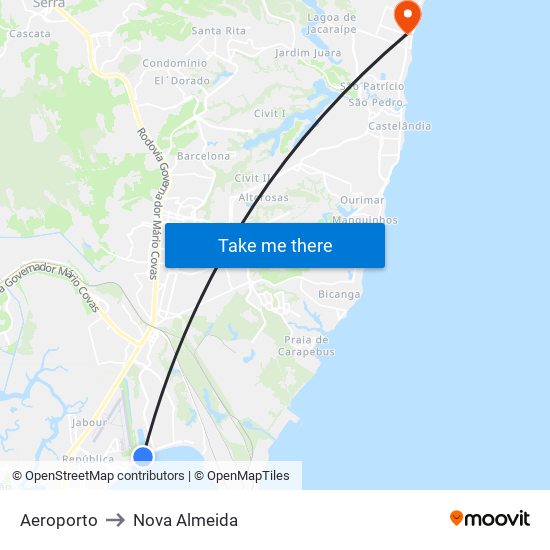 Aeroporto to Nova Almeida map