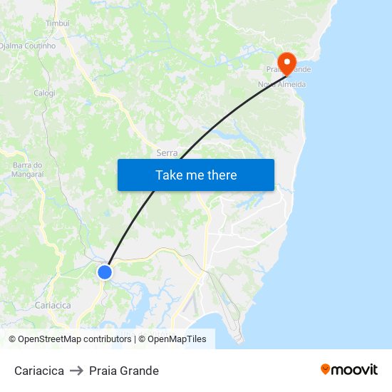 Cariacica to Praia Grande map