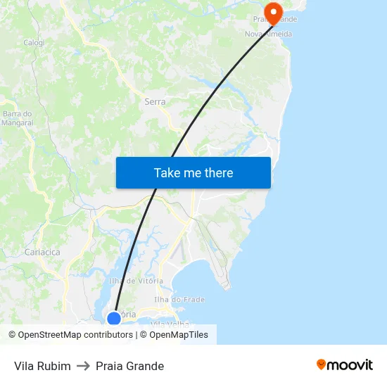 Vila Rubim to Praia Grande map