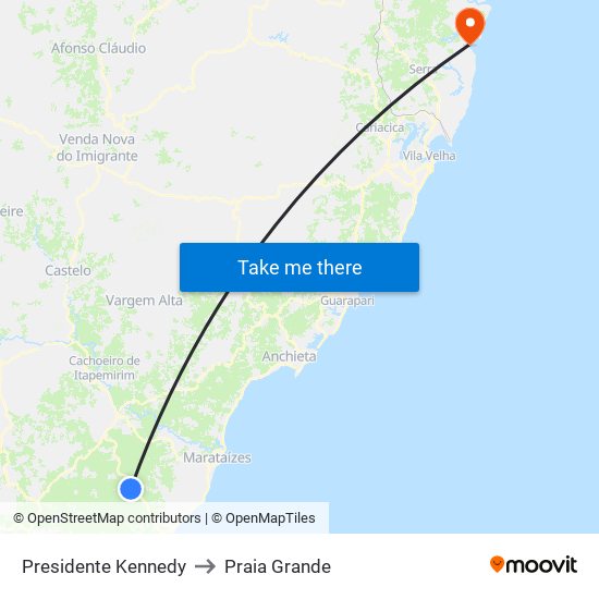 Presidente Kennedy to Praia Grande map