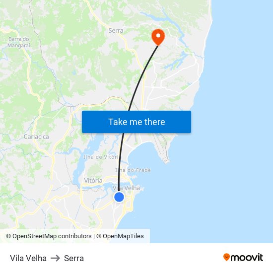Vila Velha to Serra map