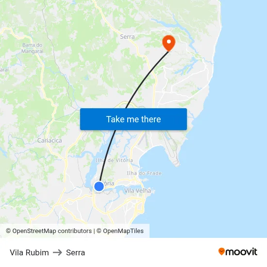 Vila Rubim to Serra map