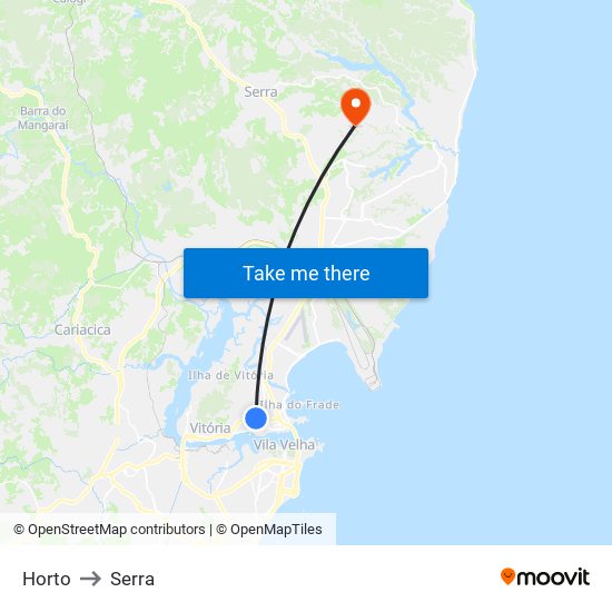 Horto to Serra map