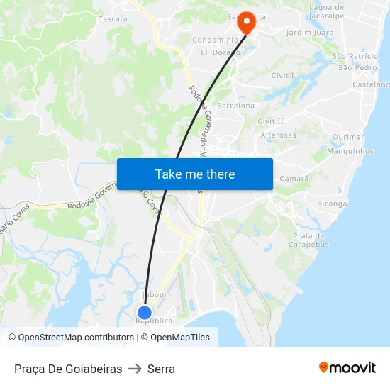 Praça De Goiabeiras to Serra map