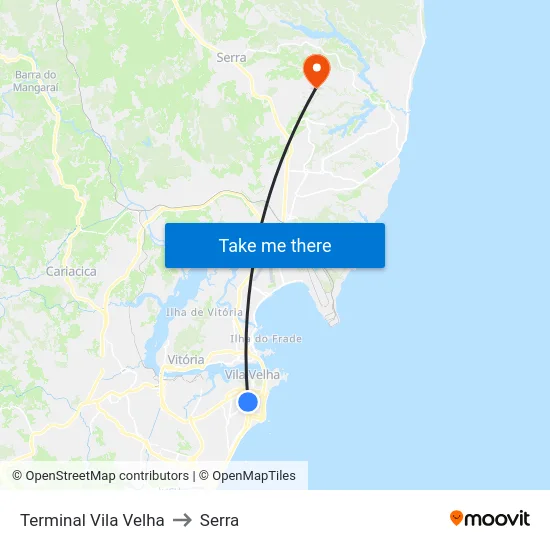 Terminal Vila Velha to Serra map