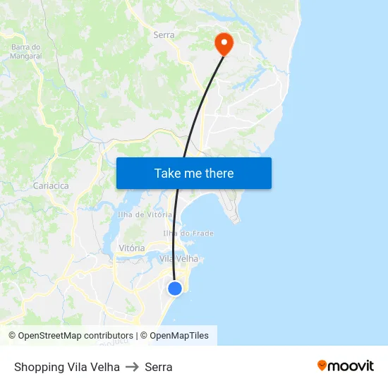 Shopping Vila Velha to Serra map