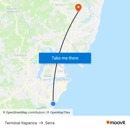 Terminal Itaparica to Serra map