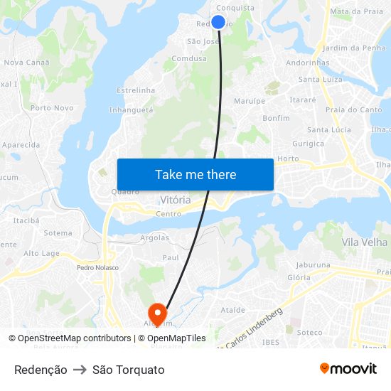 Redenção to São Torquato map