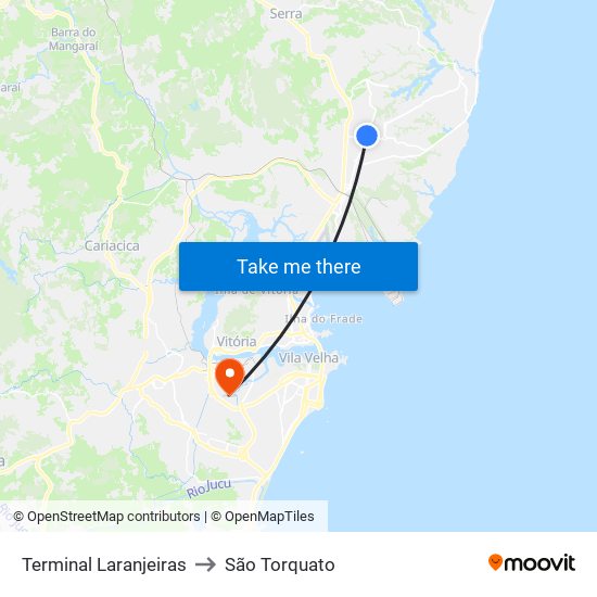 Terminal Laranjeiras to São Torquato map