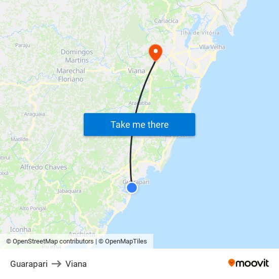 Guarapari to Viana map