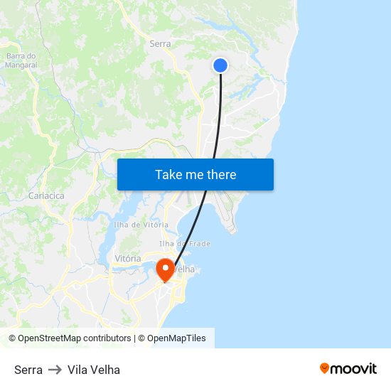 Serra to Vila Velha map