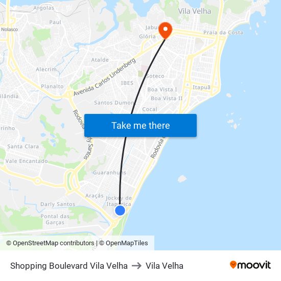 Shopping Boulevard Vila Velha to Vila Velha map