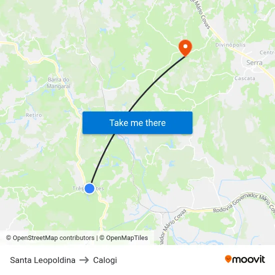 Santa Leopoldina to Calogi map