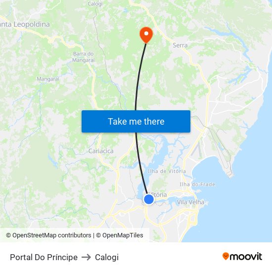 Portal Do Príncipe to Calogi map