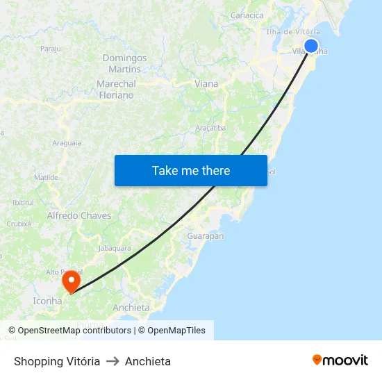 Shopping Vitória to Anchieta map