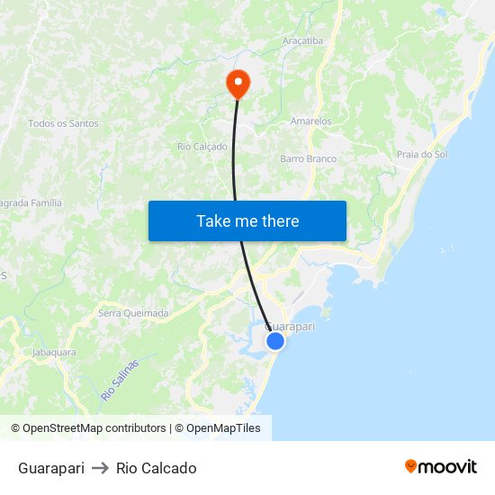 Guarapari to Rio Calcado map