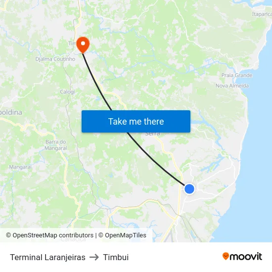Terminal Laranjeiras to Timbui map