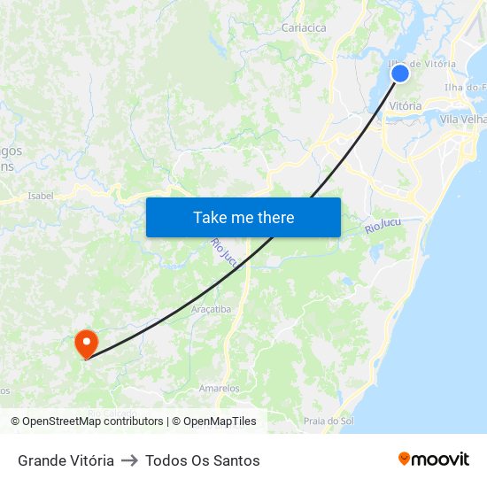 Grande Vitória to Todos Os Santos map