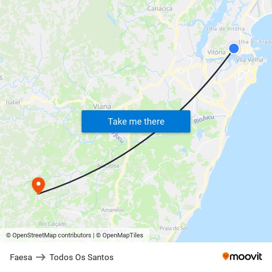 Faesa to Todos Os Santos map