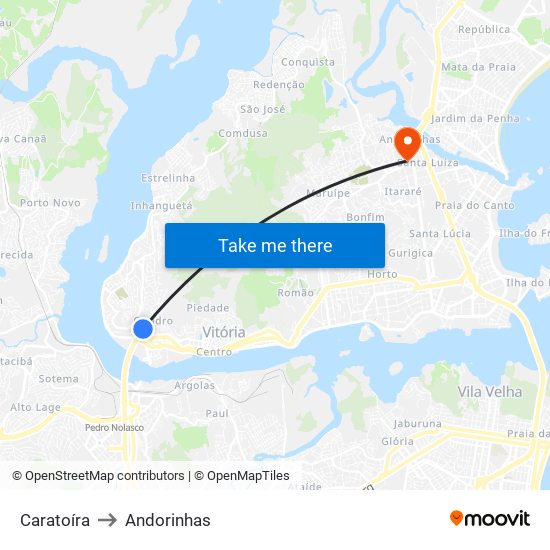 Caratoíra to Andorinhas map