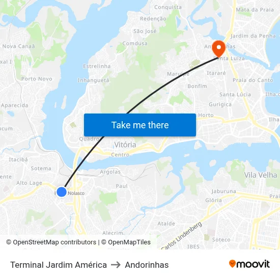Terminal Jardim América to Andorinhas map