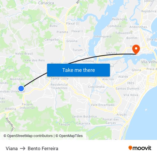 Viana to Bento Ferreira map