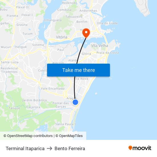 Terminal Itaparica to Bento Ferreira map