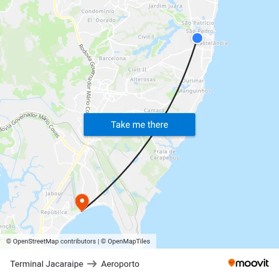 Terminal Jacaraipe to Aeroporto map