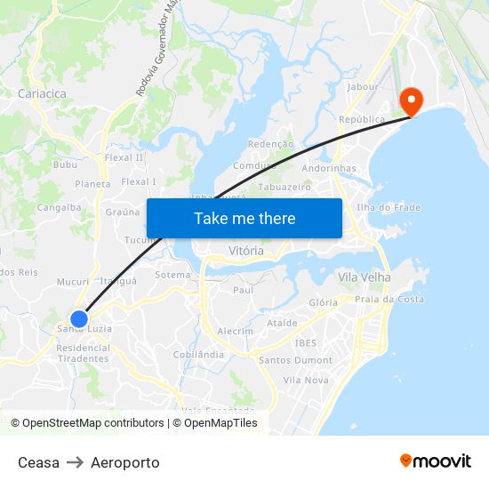 Ceasa to Aeroporto map