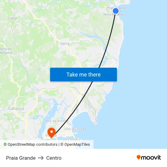 Praia Grande to Centro map