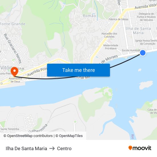 Ilha De Santa Maria to Centro map