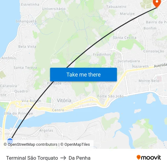 Terminal São Torquato to Da Penha map