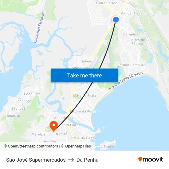 São José Supermercados to Da Penha map
