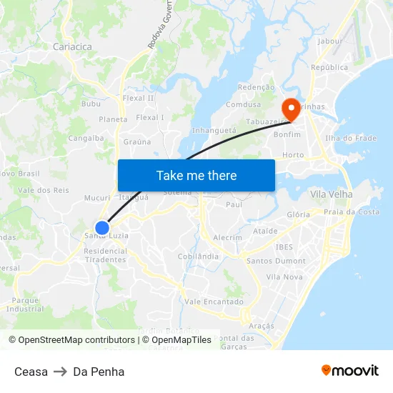 Ceasa to Da Penha map