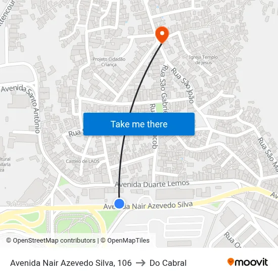 Avenida Nair Azevedo Silva, 106 to Do Cabral map