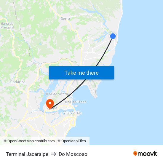 Terminal Jacaraipe to Do Moscoso map