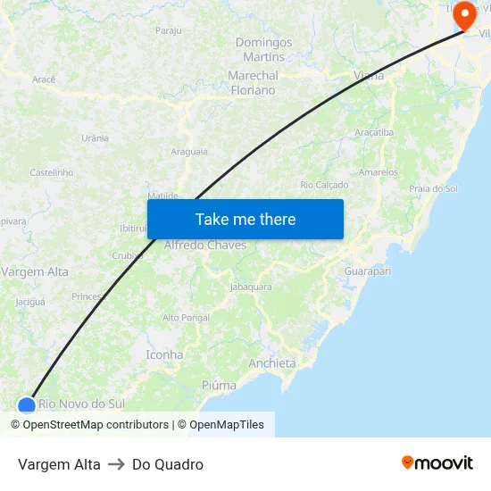Vargem Alta to Do Quadro map