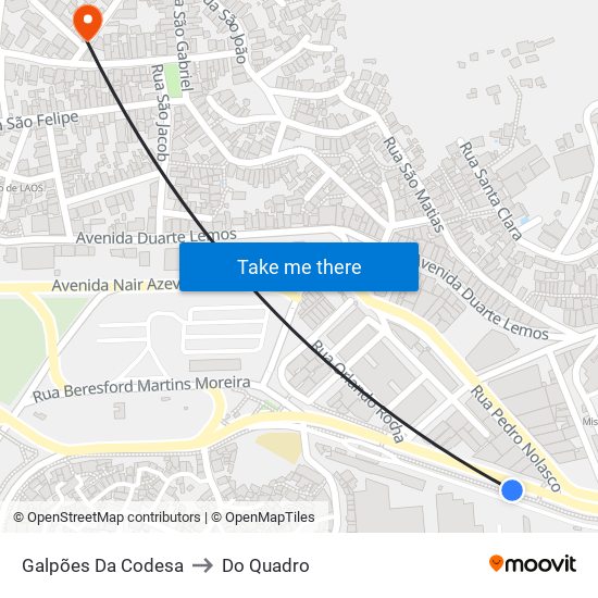 Galpões Da Codesa to Do Quadro map