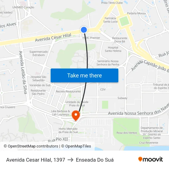 Avenida Cesar Hilal, 1397 to Enseada Do Suá map