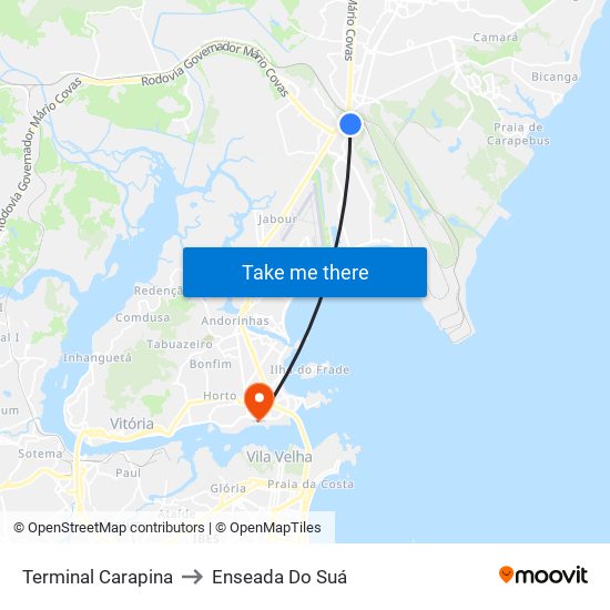 Terminal Carapina to Enseada Do Suá map