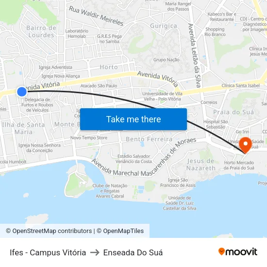 Ifes - Campus Vitória to Enseada Do Suá map