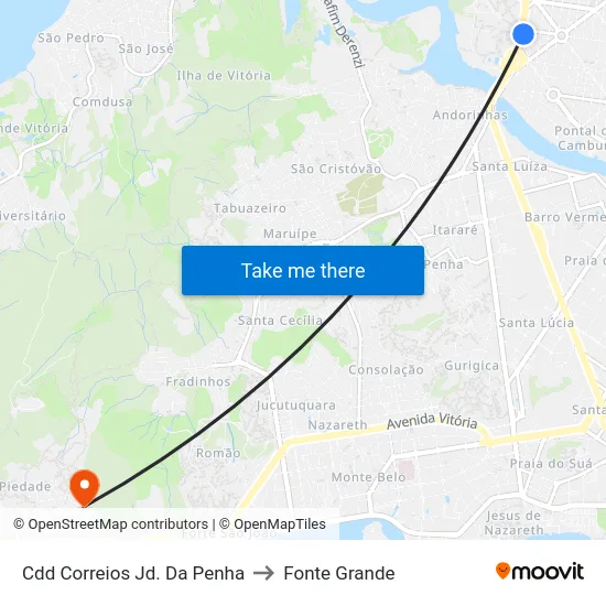 Cdd Correios Jd. Da Penha to Fonte Grande map
