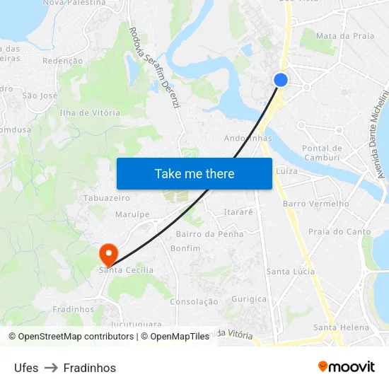 Ufes to Fradinhos map