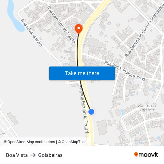 Boa Vista to Goiabeiras map