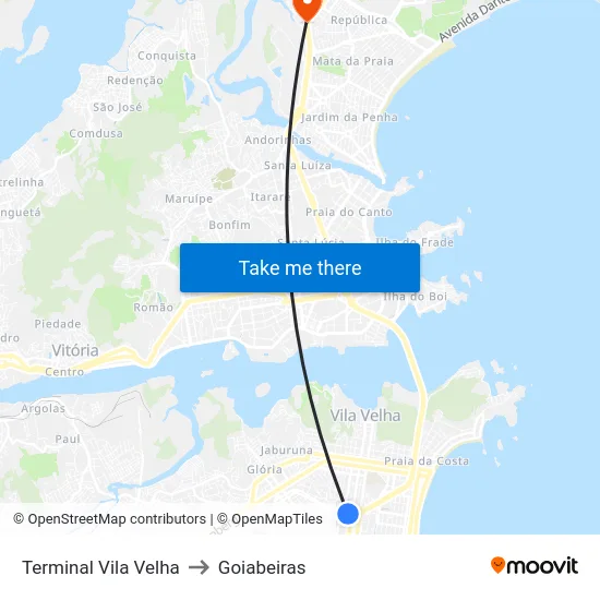 Terminal Vila Velha to Goiabeiras map