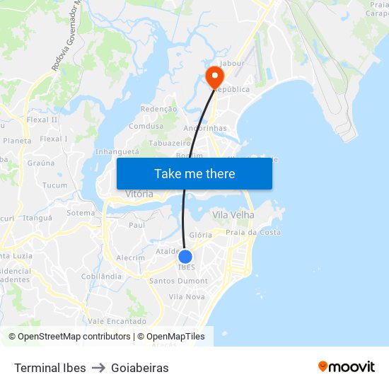 Terminal Ibes to Goiabeiras map